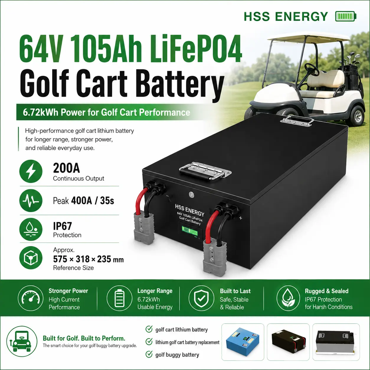 Pin lithium xe golf 60V 105Ah