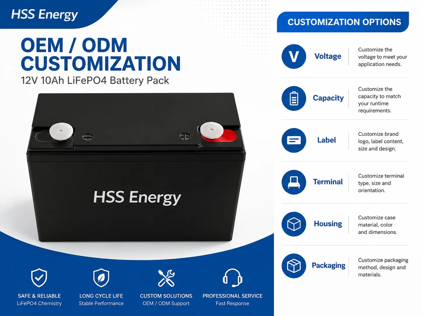 12V 10Ah LiFePO4 Battery Pack