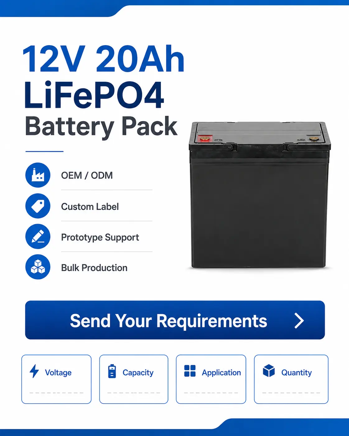 12V 20Ah LiFePO4 Battery Pack